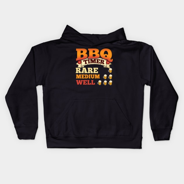 BBQ Timer Barbecue Beer Drinking Grilling Kids Hoodie by E